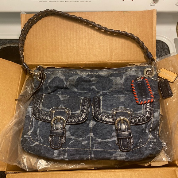 RARE NWT Vintage Y2K COACH DENIM LEATHER SHOULDER BAG New in 2023